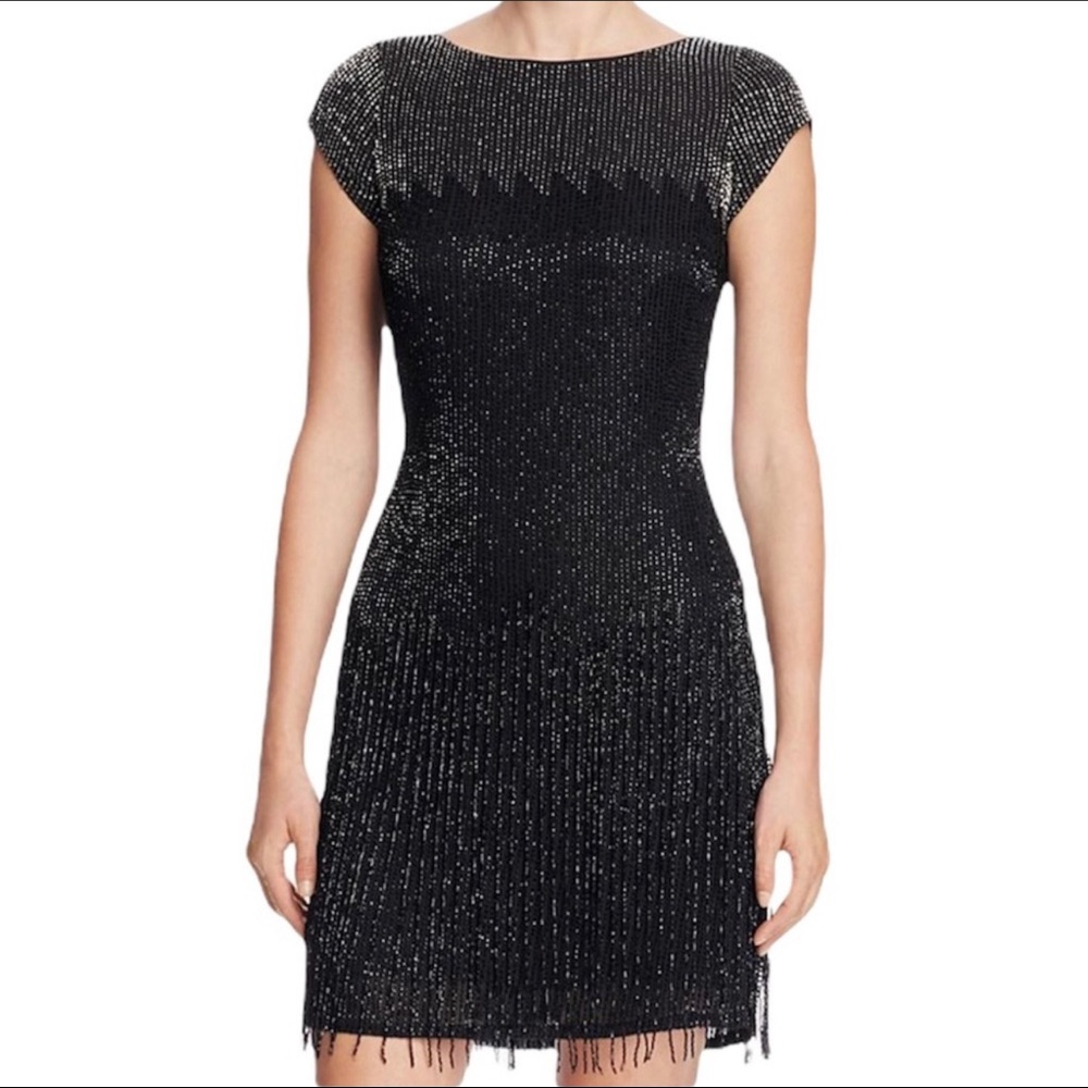 Aidan Mattox Beaded Fringe Dress - Size 4